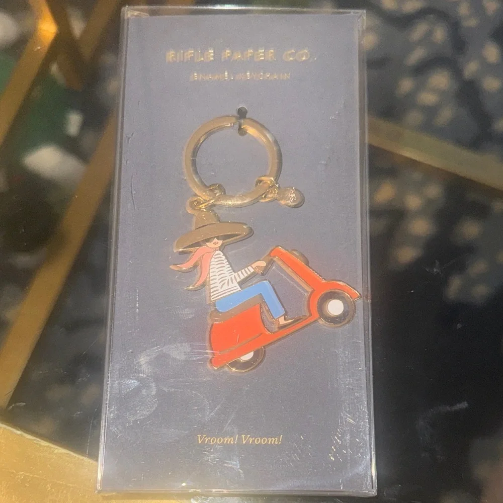 Rifle Paper Co. Enamel Scooter Keychain - Red, Blue & Gold - Picture 4 of 5